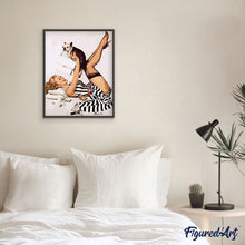 Laden Sie das Bild in den Galerie-Viewer, Pin-Up-Girl im gestreiften Kleid | Figured'Art