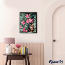 Laden Sie das Bild in den Galerie-Viewer, Rosenbouquet und Katze