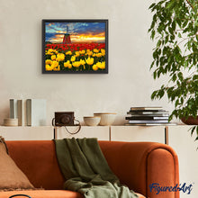 Laden Sie das Bild in den Galerie-Viewer, Windmühle und rote und gelbe Tulpen