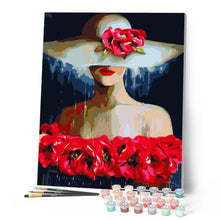 Laden Sie das Bild in den Galerie-Viewer, Frau mit Hut und Blumen
