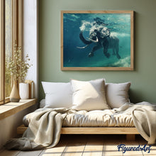 Laden Sie das Bild in den Galerie-Viewer, Malen nach Zahlen für Erwachsene | Schwimmender Elefant im Wasser | Figured'Art
