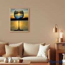 Laden Sie das Bild in den Galerie-Viewer, Malen nach Zahlen für Erwachsene | Glas Wein und mit Aussicht auf den Horizont | Figured'Art