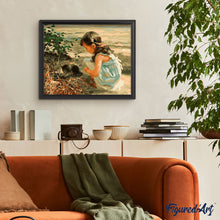 Laden Sie das Bild in den Galerie-Viewer, Malen nach Zahlen für Erwachsene | Mädchen und ihr Kätzchen | Figured'Art