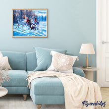 Laden Sie das Bild in den Galerie-Viewer, Malen nach Zahlen für Erwachsene | Galoppierende Pferde im Schnee | Figured'Art