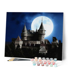 Laden Sie das Bild in den Galerie-Viewer, Malen nach Zahlen für Erwachsene | Schloss und Vollmond | Figured'Art