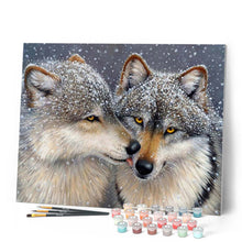 Laden Sie das Bild in den Galerie-Viewer, Malen nach Zahlen für Erwachsene | Zwei Wölfe im Schnee | Figured'Art