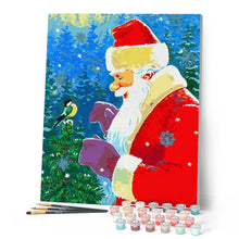 Laden Sie das Bild in den Galerie-Viewer, Malen nach Zahlen für Erwachsene | Weihnachtsmann und sein Vogel | Figured'Art