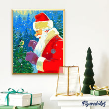 Laden Sie das Bild in den Galerie-Viewer, Malen nach Zahlen für Erwachsene | Weihnachtsmann und sein Vogel | Figured'Art