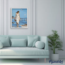 Laden Sie das Bild in den Galerie-Viewer, Malen nach Zahlen für Erwachsene | Frau zu Fuß am Strand | Figured'Art