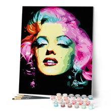 Laden Sie das Bild in den Galerie-Viewer, Malen nach Zahlen für Erwachsene | Marilyn Monroe mit rosarten Haaren | Figured'Art