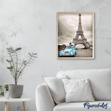 Laden Sie das Bild in den Galerie-Viewer, Malen nach Zahlen für Erwachsene | Zwei blaue Pferde mit dem Eiffelturm | Figured'Art