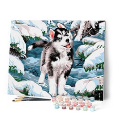 Laden Sie das Bild in den Galerie-Viewer, Malen nach Zahlen für Erwachsene | Husky im Schnee | Figured'Art