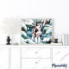 Laden Sie das Bild in den Galerie-Viewer, Malen nach Zahlen für Erwachsene | Husky im Schnee | Figured'Art