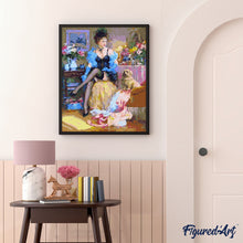 Laden Sie das Bild in den Galerie-Viewer, Malen nach Zahlen für Erwachsene | Kurtisane und ihr Hund | Figured'Art