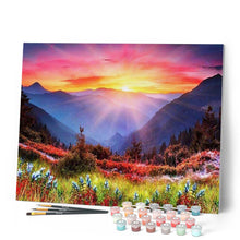 Laden Sie das Bild in den Galerie-Viewer, Malen nach Zahlen für Erwachsene | Sonnenaufgang in den Bergen | Figured'Art