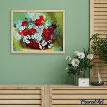 Laden Sie das Bild in den Galerie-Viewer, Malen nach Zahlen für Erwachsene | Vase mit roten und weißen Blumen | Figured'Art