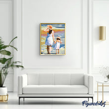 Laden Sie das Bild in den Galerie-Viewer, Malen nach Zahlen für Erwachsene | Mutter und Tochter am Strand | Figured'Art