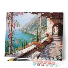 Laden Sie das Bild in den Galerie-Viewer, Malen nach Zahlen für Erwachsene | Meerblick von der Terrasse | Figured'Art