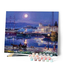 Laden Sie das Bild in den Galerie-Viewer, Malen nach Zahlen für Erwachsene | Hafen und Vollmond | Figured'Art