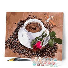 Laden Sie das Bild in den Galerie-Viewer, Malen nach Zahlen für Erwachsene | Kaffee und Rose | Figured'Art