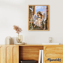 Laden Sie das Bild in den Galerie-Viewer, Malen nach Zahlen für Erwachsene | Kleiner Engel mit Tauben und Hase | Figured'Art