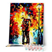 Laden Sie das Bild in den Galerie-Viewer, Malen nach Zahlen für Erwachsene | Leonid Afremov Kuss im Regen | Figured'Art