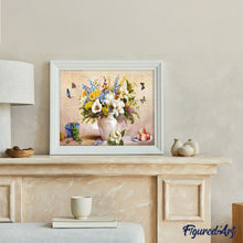 Laden Sie das Bild in den Galerie-Viewer, Malen nach Zahlen für Erwachsene | Schmetterlinge und weiße Vase | Figured'Art