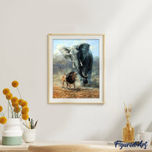 Laden Sie das Bild in den Galerie-Viewer, Malen nach Zahlen für Erwachsene | Löwe und Elefant | Figured'Art