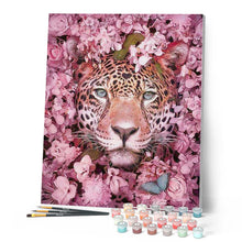 Laden Sie das Bild in den Galerie-Viewer, Malen nach Zahlen für Erwachsene | Panther und Blumen | Figured'Art