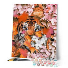 Laden Sie das Bild in den Galerie-Viewer, Malen nach Zahlen für Erwachsene | Tiger und Blumen | Figured'Art