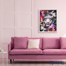 Laden Sie das Bild in den Galerie-Viewer, Malen nach Zahlen für Erwachsene | Weißer Tiger und Blumen | Figured'Art