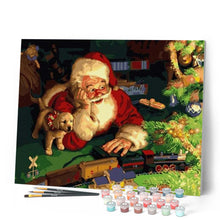 Laden Sie das Bild in den Galerie-Viewer, Malen nach Zahlen für Erwachsene | Weihnachtsmann und Welpen | Figured'Art