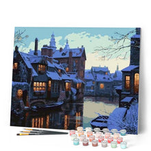 Laden Sie das Bild in den Galerie-Viewer, Malen nach Zahlen für Erwachsene | Stadt der Nacht im Schnee | Figured'Art
