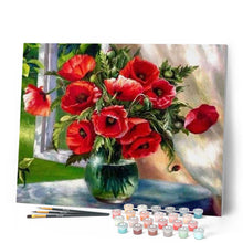 Laden Sie das Bild in den Galerie-Viewer, Malen nach Zahlen für Erwachsene | Roter Blumenstrauß | Figured'Art