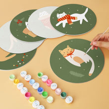 Laden Sie das Bild in den Galerie-Viewer, Mini Serie Malen nach Zahlen - Scheiben Ø20cm (6 Stück) - Weihnachtsecke der Katze