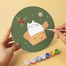 Laden Sie das Bild in den Galerie-Viewer, Mini Serie Malen nach Zahlen - Scheiben Ø20cm (6 Stück) - Weihnachtsecke der Katze