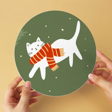 Laden Sie das Bild in den Galerie-Viewer, Mini Serie Malen nach Zahlen - Scheiben Ø20cm (6 Stück) - Weihnachtsecke der Katze
