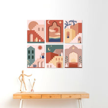 Laden Sie das Bild in den Galerie-Viewer, Mini Serie Malen nach Zahlen 15x20 cm (6 Stück) - Wüstentüren