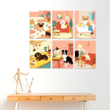 Laden Sie das Bild in den Galerie-Viewer, Mini Serie Malen nach Zahlen 15x20 cm (6 Stück) - Hunde zu Hause