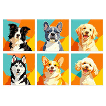 Laden Sie das Bild in den Galerie-Viewer, Mini Serie Malen nach Zahlen 20x20 cm (6 Stück) - Pop-Hundeporträts Figured'Art