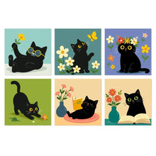 Laden Sie das Bild in den Galerie-Viewer, Mini Serie Malen nach Zahlen 20x20 cm (6 Stück) - Katzen und Blumen Figured'Art