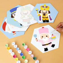 Laden Sie das Bild in den Galerie-Viewer, Mini Serie Malen nach Zahlen - Sechsecke (6 Stück) - Fröhliche kleine Figuren
