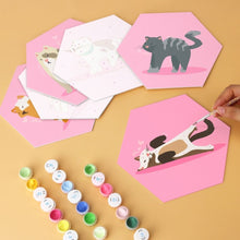 Laden Sie das Bild in den Galerie-Viewer, Mini Serie Malen nach Zahlen - Sechsecke (6 Stück) - Tiere in Pink
