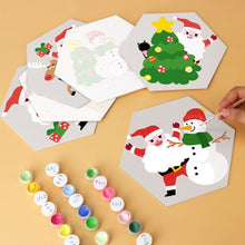Laden Sie das Bild in den Galerie-Viewer, Mini Serie Malen nach Zahlen - Sechsecke (6 Stück) - Weihnachtsmann und Freunde
