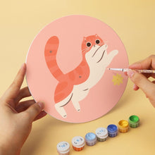 Laden Sie das Bild in den Galerie-Viewer, Mini Serie Malen nach Zahlen - Scheiben Ø20cm (6 Stück) - Die neugierigen Katzen