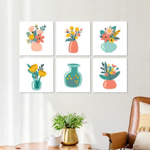 Laden Sie das Bild in den Galerie-Viewer, Mini Serie Malen nach Zahlen 20x20 cm (6 Stück) - Minimalistische Blumensträuße