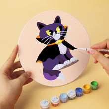 Laden Sie das Bild in den Galerie-Viewer, Mini Serie Malen nach Zahlen - Scheiben Ø20cm (6 Stück) - Katze und Mitternachtszauber