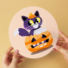 Laden Sie das Bild in den Galerie-Viewer, Mini Serie Malen nach Zahlen - Scheiben Ø20cm (6 Stück) - Katze und Mitternachtszauber