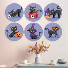 Laden Sie das Bild in den Galerie-Viewer, Mini Serie Malen nach Zahlen - Scheiben Ø20cm (6 Stück) - Katzen und Hexenkunst