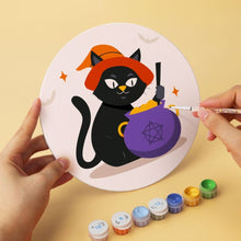 Laden Sie das Bild in den Galerie-Viewer, Mini Serie Malen nach Zahlen - Scheiben Ø20cm (6 Stück) - Schaurige Katzen